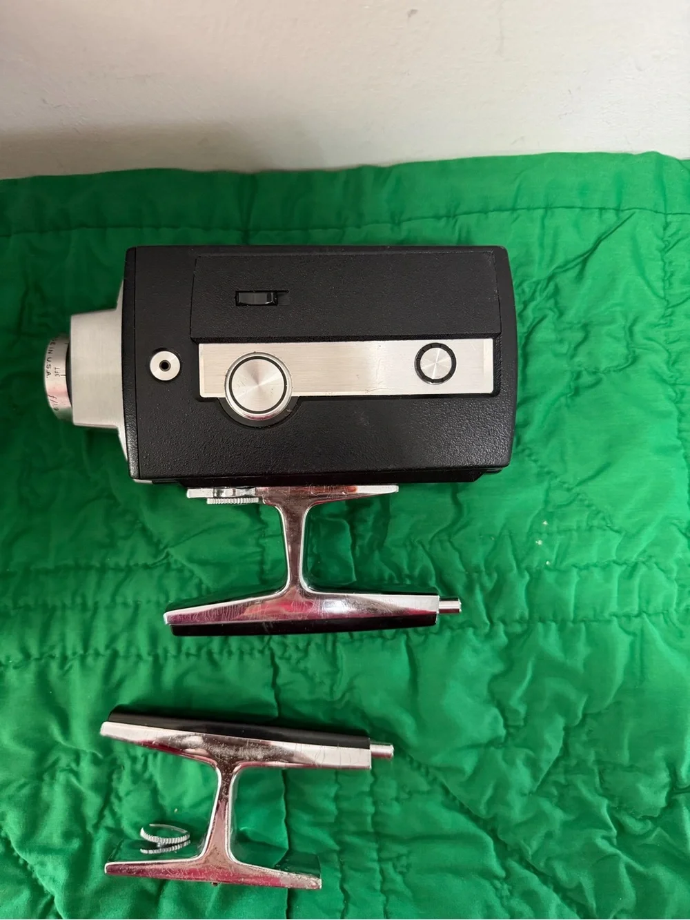 Vintage Black and Silver 8mm Movie Camera with Grip